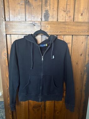 Polo Ralph Lauren Black Zip Hoodie, Size M